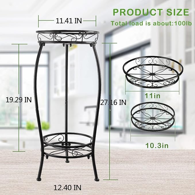 MOCORY Plant Stand Indoor Outdoor 2 Tier 25" Tall Metal Potted Holder Flower - Image 3
