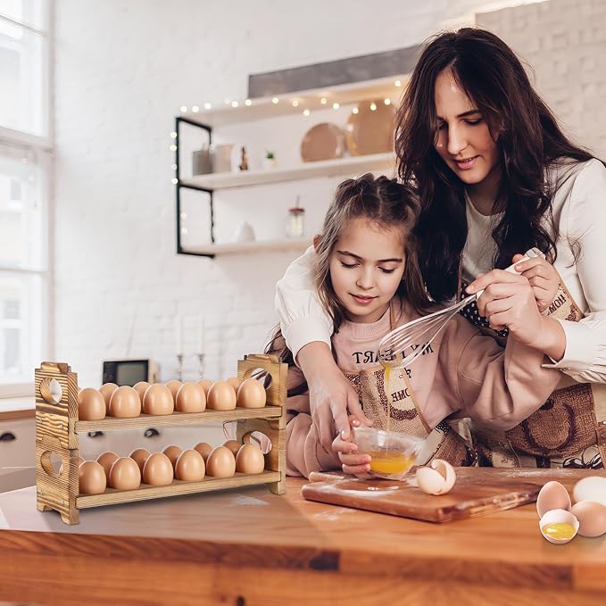 Wooden Egg Holder Countertop, Stackable Wooden Egg Storage & Organizer - Image 3