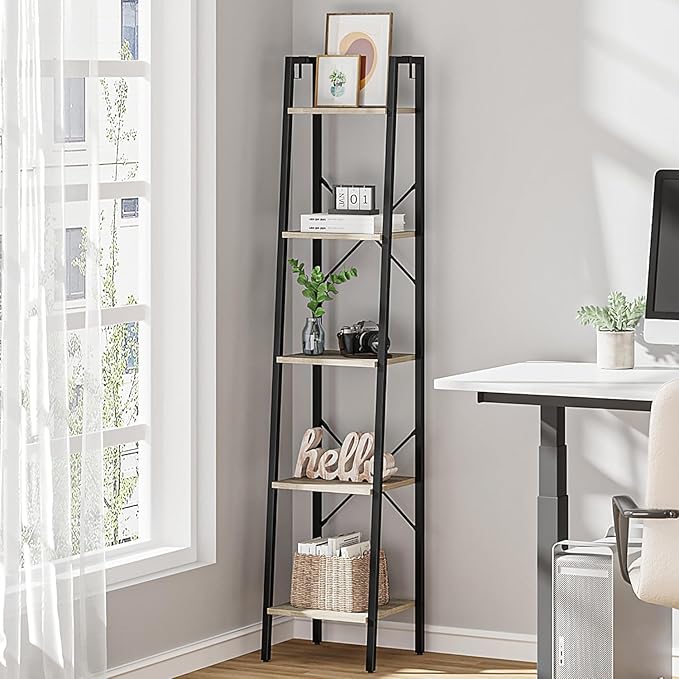 Hzuaneri Ladder Shelf, Freestanding Corner Storage Shelf | Bookcase by Hzuaneri