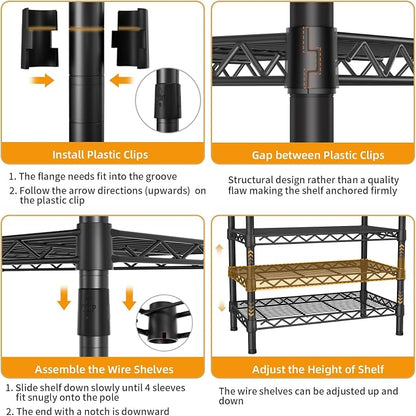 Heavy Duty Clothes Rack Rolling Garment Rack, 3 Tier Adjustable Wire Shelving - Image 8