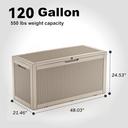 120 Gallon Resin Deck Box, Lockable Patio Outdoor Storage Box - Image 7