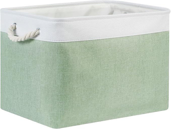 Bidtakay Baskets Fabric Closet Organizer Set of 2 Green Collapsible Storage Bins - Image 9