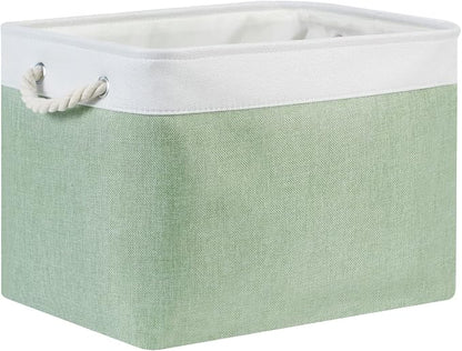 Bidtakay Baskets Fabric Closet Organizer Set of 2 Green Collapsible Storage Bins - Image 9