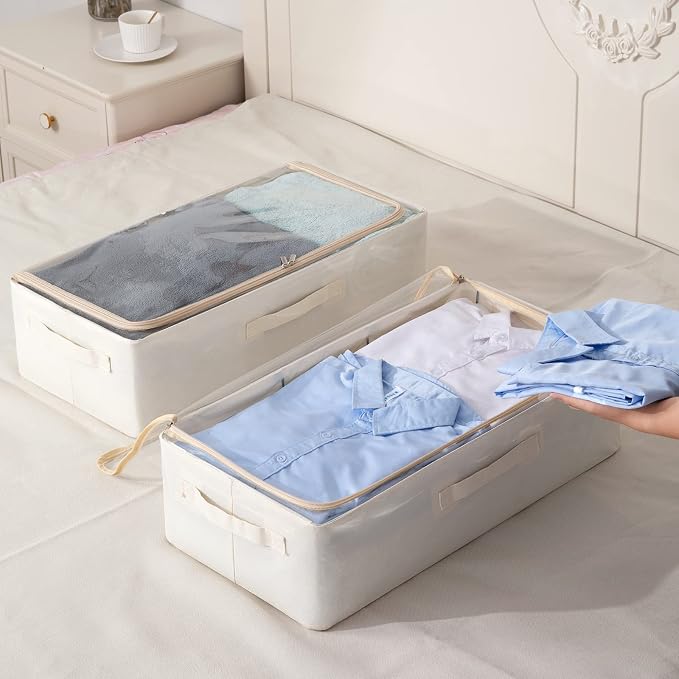 Under Bed Storage Bins Frame Storage Box Oxford Fabric Sturdy Underbed - Image 2