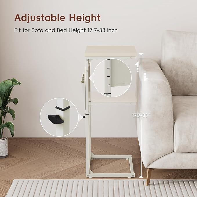 Vagusicc C Shaped End Table, Adjustable Height Small Couch Side Table - Image 9