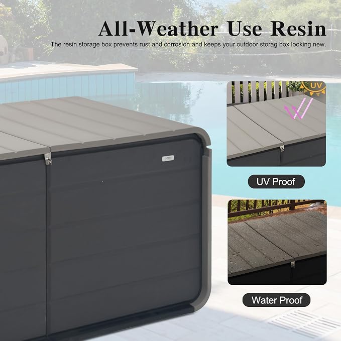 Domi 260 Gallon Resin Deck Box, Waterproof & UV-Resistant Outdoor Large Storage - Image 2