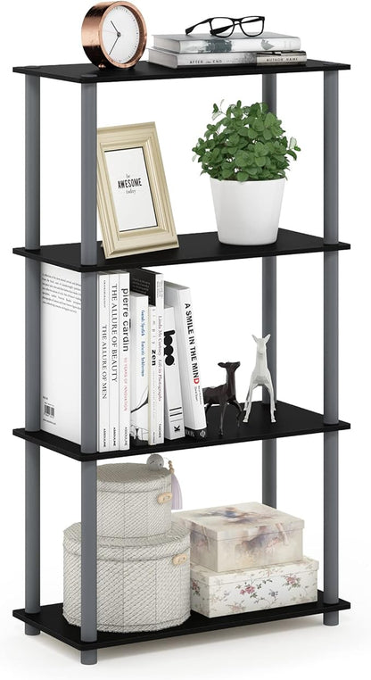 Furinno TURN-N-TUBE Storage Shelves, 4-Tier Toolless Book Shelf, Corner Shelf by Furinno-FitsYourSpaceFitsYourBudget