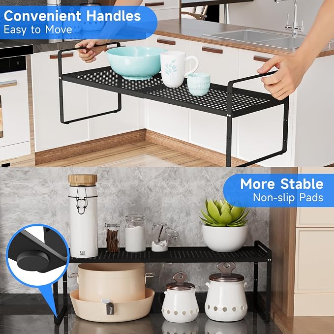 Expandable Cabinet Shelf Organizers, Kitchen Small Stand Rack Organization - Image 6