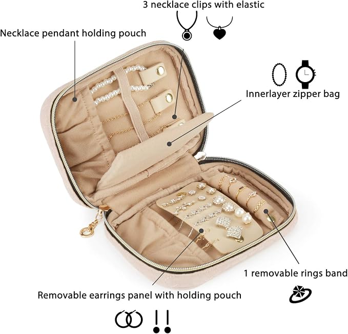 BAGSMART Travel Jewelry Organizer Case Small Jewelry Roll - Image 2