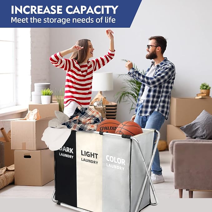 180L Large Laundry Basket, Freestanding Laundry Hamper, Collapsible Tall - Image 3