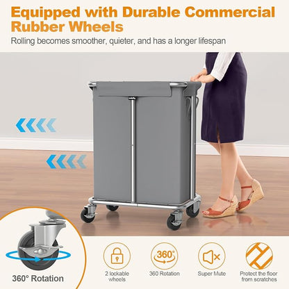 Hodonas Laundry Basket with Wheels, Rolling Laundry Hamper, 46 Gallons - Image 3