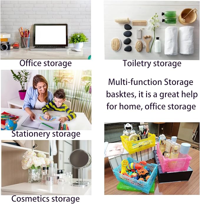 4L Plastic Storage Crates, Collapsible Basket - Image 8