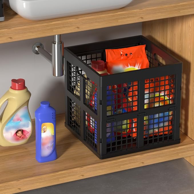 13 Inch Collapsible Milk Crate, Folding Storage Crates, 3 Packs | Stackable - Image 4