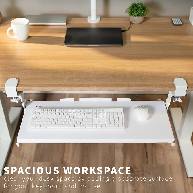 VIVO Large Height Adjustable Under Desk Keyboard Tray, C-clamp Mount System - Image 2