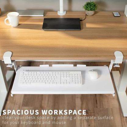 VIVO Large Height Adjustable Under Desk Keyboard Tray, C-clamp Mount System - Image 2