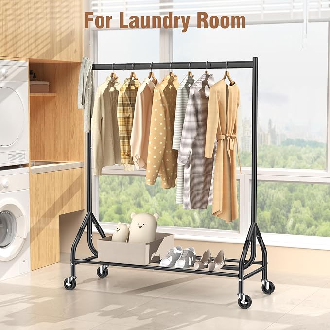 EAGMAK Heavy Duty Clothes Rack Load 420 LBS, 47.2" Long Rolling Garment Rack - Image 6