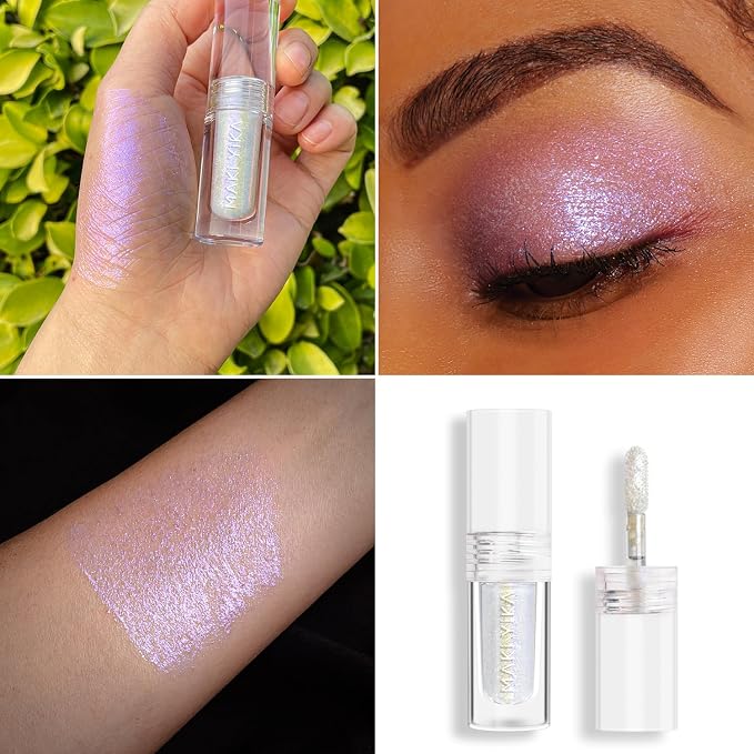 MAKI YIKA Glitter Eyeshadow Silver Multichrome Eyeshadows Long Lasting - Image 2