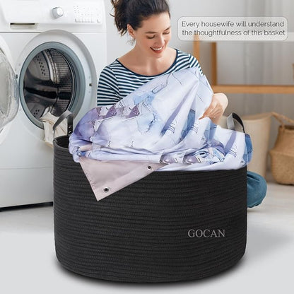 Extra Large Storage Laundry Basket 22" X 22"X 14" Cotton Rope Woven - Image 4