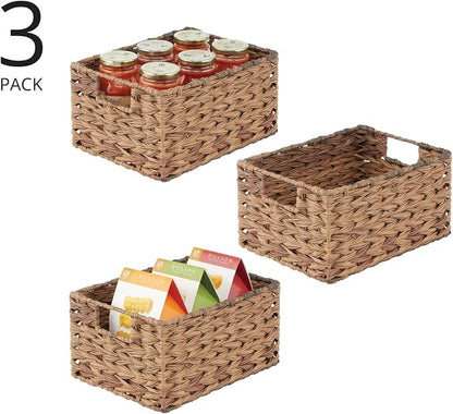 mDesign Woven Farmhouse Kitchen Pantry Food Storage Organizer Basket Bin Box - Image 2