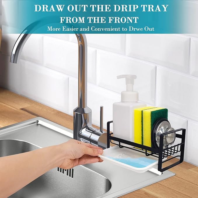VANTEN Kitchen Sink Caddy Sponge Holder Organizer, Sink Tray Drainer Rack - Image 3