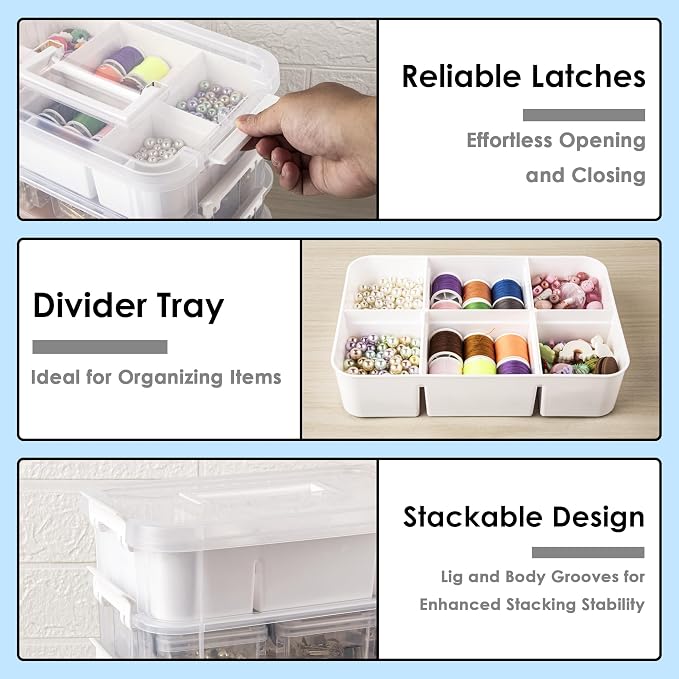 CraftGenes Sewing Storage Organizer, 4-Tier 10 Qt Box - Image 4