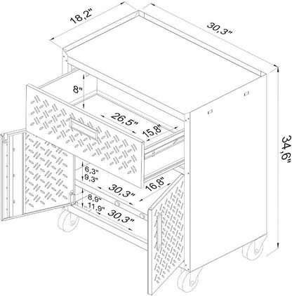 Manhattan Comfort Fortress Collection Modern Designed Mobile Storage Garage - Image 3