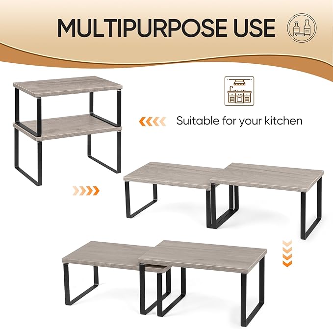 NEX Kitchen Cabinet and Counter Shelf Organizer, Shelf Riser - Image 5