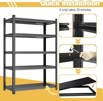 2Pack 78''H*46W'' Garage Shelving Units Adjustable Heavy Duty 5-Tier Garage - Image 7