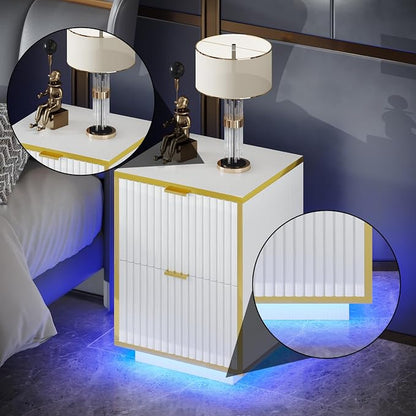 White Nightstand, Fluted End Table - Image 6