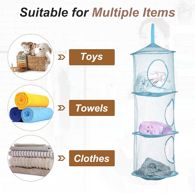uxcell 2Pcs Mesh Hanging Storage Basket, Light Blue - Image 4