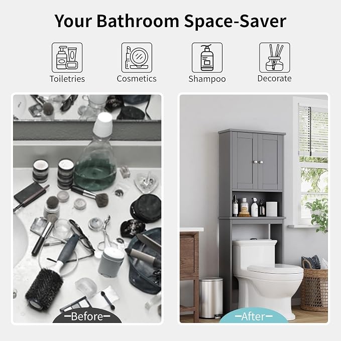 Shintenchi Over the Toilet Storage Cabinet, Bathroom Shelf Organizer - Image 6