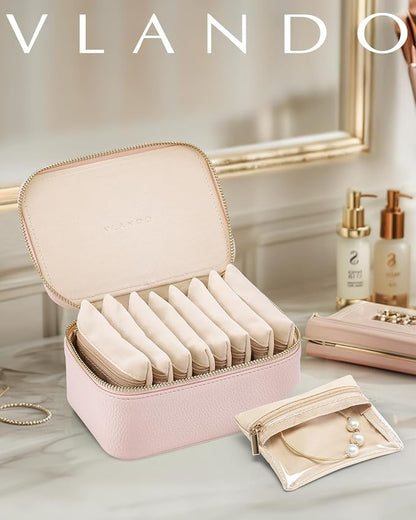 Vlando Jewelry Box with 8 Velvet Jewelry Bags Travel Jewelry Case - Image 5
