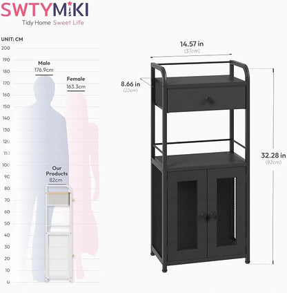 SWTYMIKI 14.57"x32.28" Bathroom Storage Cabinet – Freestanding Toilet Paper - Image 3