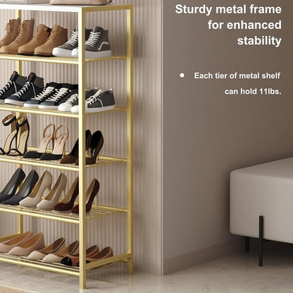 HOMEFORT Shoe Rack 6-Tier, Shoe Storage Shelf, Industrial Shoe Tower, Narrow - Image 6