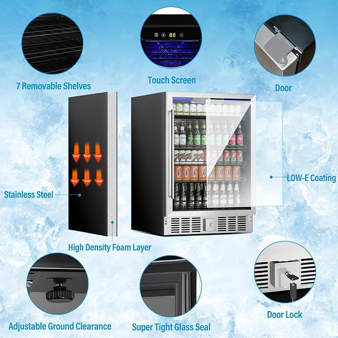5.3 Cu.Ft Beverage Cooler, 166 Can Capacity, Adjustable Shelves & Glass Door - Image 2