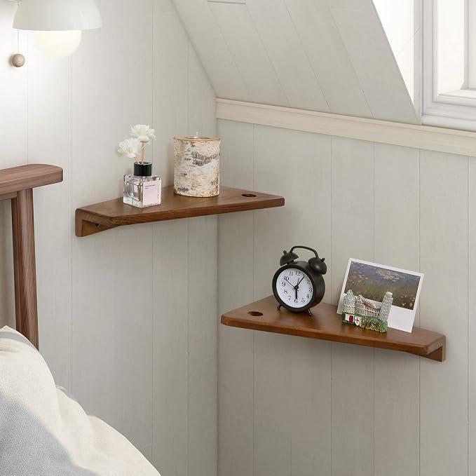 SUMGAR Floating Nightstand Wall Mounted, 13 inch Wood Floating Shelves Bedside - Image 6