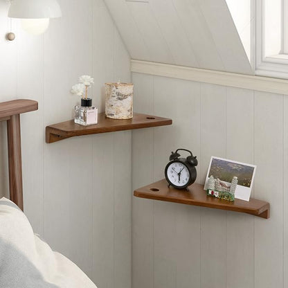 SUMGAR Floating Nightstand Wall Mounted, 13 inch Wood Floating Shelves Bedside - Image 6