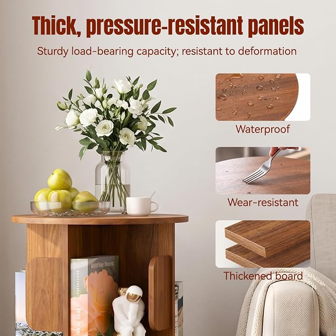 2-Tier 360° Rotating Bookshelf, Round Floor Standing Bookcase - Image 7