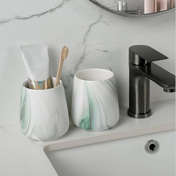 Marble Green Toothbrush Holder for Bathroom - Image 3