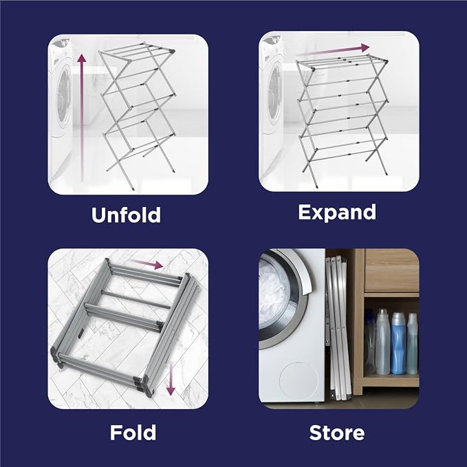 BLACK+DECKER Laundry Organization Expandable/Collapsible Clothes Drying Rack. - Image 7