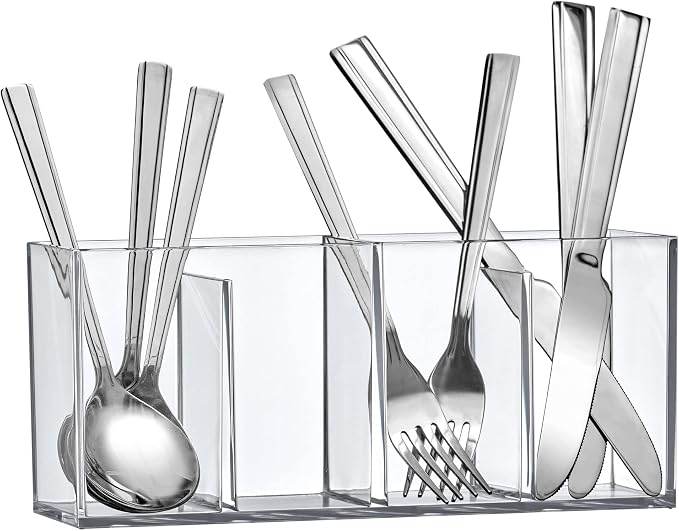 Amazing Abby - Glamour - Acrylic 4-Compartment Makeup Organizer, Transparent - Image 3