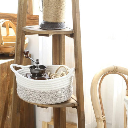 Sea Team 2-Pack Cotton Rope Baskets, Fabric Tray, Oval Open Dish - Image 3