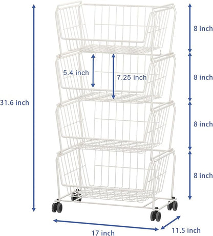 PUSDON Stackable Metal Storage Carts, Dual Use Shelf - Image 7