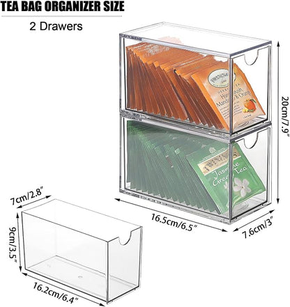 ELLDOO 2 Drawers Tea Bag Organizer, Coffee Pod Snack Storage - Image 2