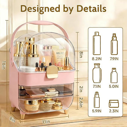 Makeup Organizer with 360 Rotating Brush Holder, Large Skincare Organizer - Image 2