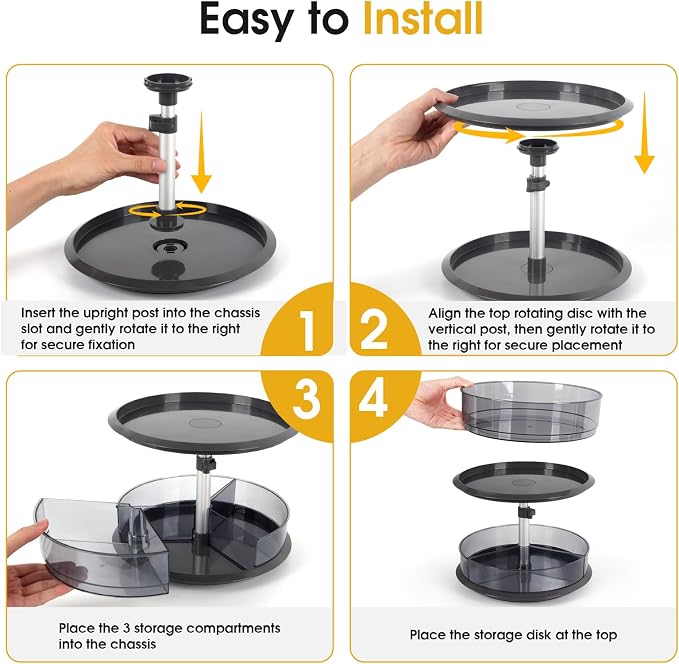 2 Tier Medicine Cabinet Organizer, Rotary Turntable Organizer - Image 5