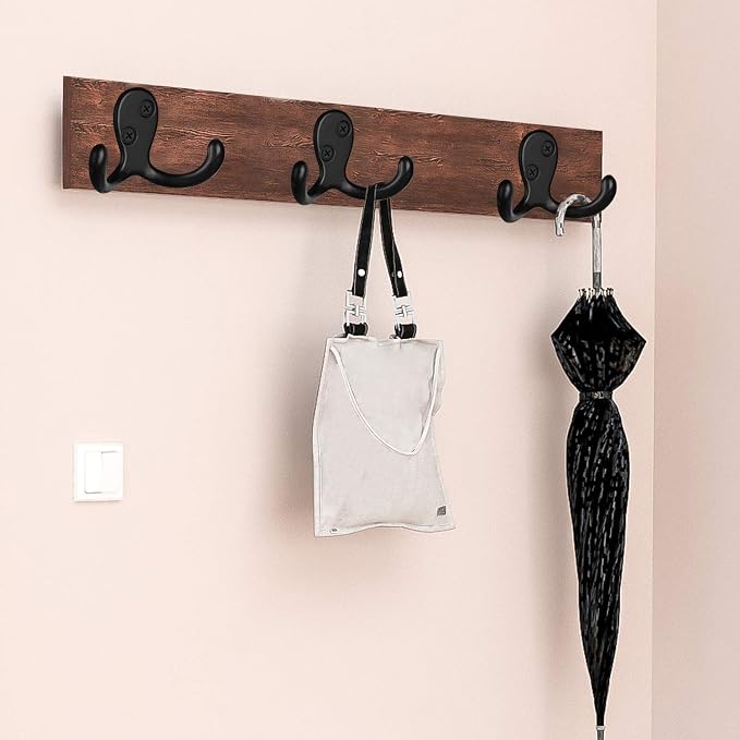 IBosins 8 Pack Heavy Duty Double Prong Coat Hooks Wall Mounted - Image 6