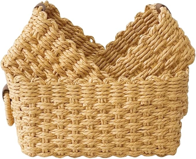 Small Paper rope baskets for Organizing, Cute woven storage Little basket for by QingtuHome