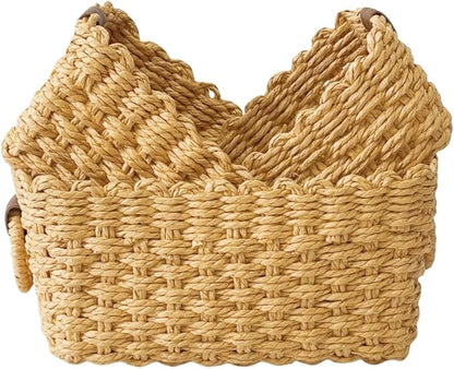Small Paper rope baskets for Organizing, Cute woven storage Little basket for by QingtuHome