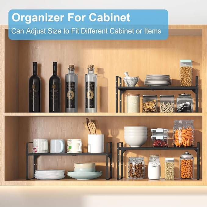 15.5 to 25.5 Inch Kitchen Cabinet Shelf Organizers, Adjustable Kitchen Counter - Image 8